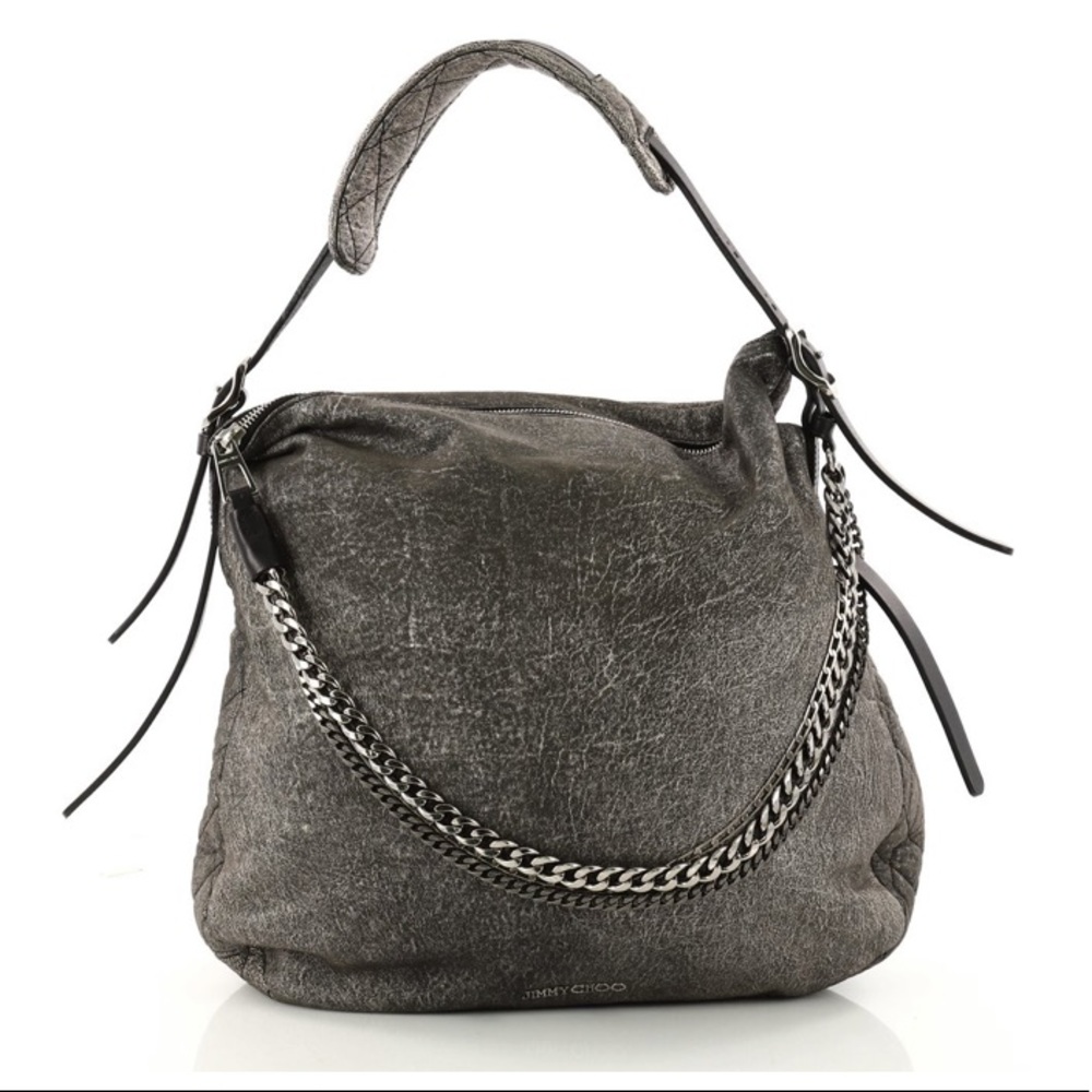 Authentic Jimmy Choo Biker Hobo Handbag Purse